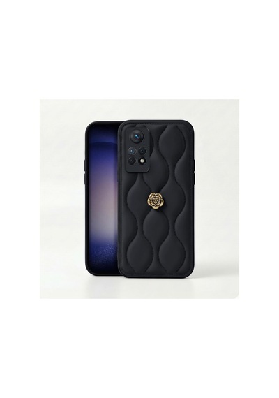 Xiaomi Redmi Note 11 Pro  Kılıf Çiçekli Dalgalı Deri Kılıf Siyah