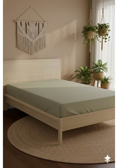 %100 Pamuk Ranforce Premium Tek Kişilik Plus Lastikli Çarşaf - Be Bej