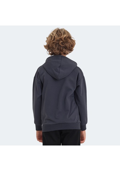 Slazenger LETTO Çocuk Kapüşonlu Cepli Koyu Gri Sweatshirt