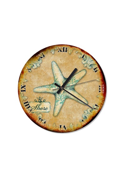 Işlemeli Mavi Deniz Yıldızı Analog Duvar Saati (408149640) Çok Renkli
