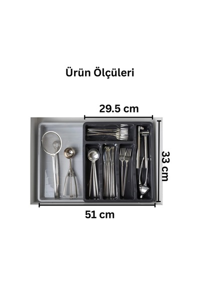 Pratik Çekmece İçi Kayar Kaşıklık Plastik Gri Diğer