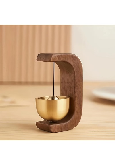 Masif Ahşap Ve Pirinç Kapı Zili Rüzgar Çanı Manyetik Yapıştırıcılı/cam Kapı Uyumlu Mini Standart
