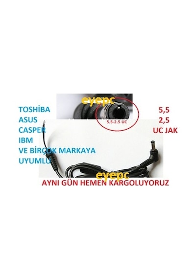 Toshiba Uyumlu Dizüstü Laptop Şarj Adaptör Tamir Kablosu Tm-1