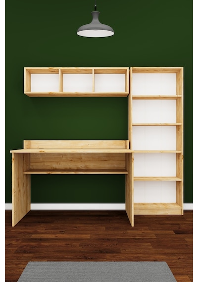 Asra Trend Çalışma Masası Seti ÇMT001 %100 MDF Kitaplıklı Raflı Ofis Takımı Safir Meşe Asra Trend Çalışma Masası Seti ÇMT001 %100 MDF Kitaplıklı Raflı Ofis Takımı Safir Meşe