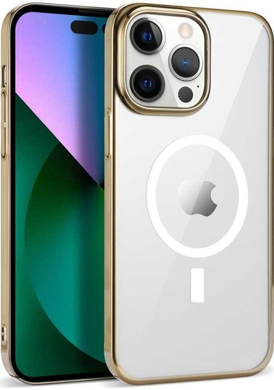 Zeyline Apple Uyumlu iPhone 13 Pro Max Zore Wireless Şarj Özellikli Pixel Magsafe Kapak-gold