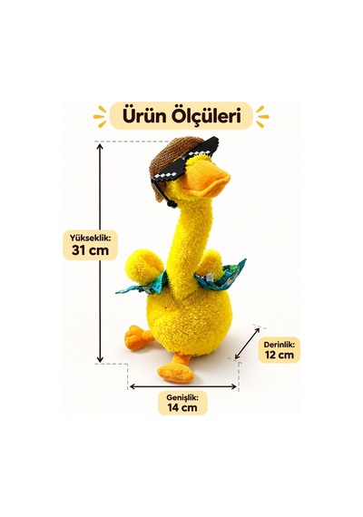 Mavi Kıyafetli Sarı Ördek Türkçe Şarkılı Müzikli Oyuncak