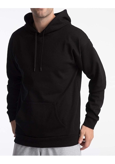 Unisex Oversize Kapüşonlu Sweatshirt Siyah