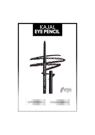 Note Cosmetique Kajal Eye Pencil Waterproof Asansörlü Suya Dayanıklı Göz Kalemi - 01 Black - Siyah