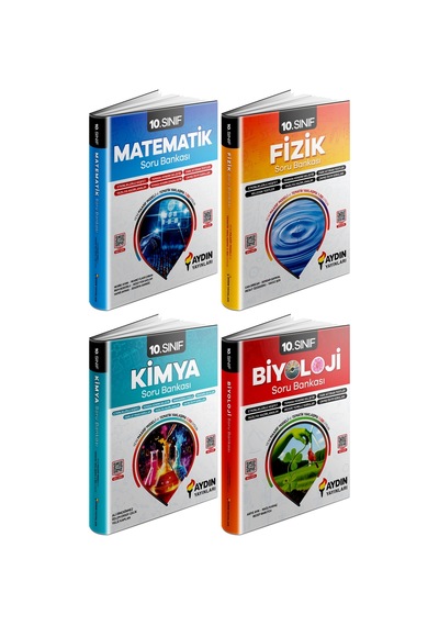 Aydın 2025 10. Sınıf Matematik + Fizik + Kimya + Biyoloji Konu Özetli Soru Seti 4 Kitap
