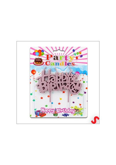 Happy Birthday Doğum Günü Pasta Mumu, 11 Cm - Pembe
