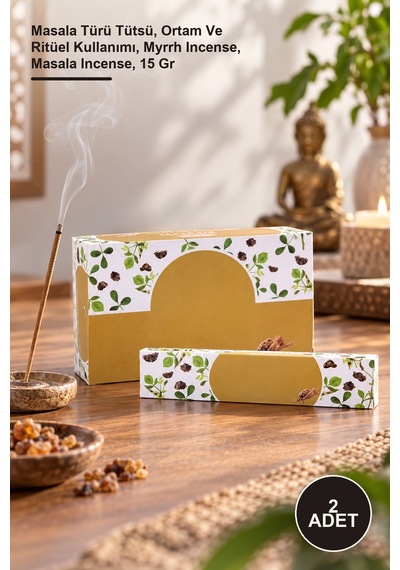 2 Adet Myrrh Masala Tütsü Masala Türü Tütsü, Ortam Ve Ritüel Kullanımı, Myrrh Incense, Masala Incense, 15 Gr