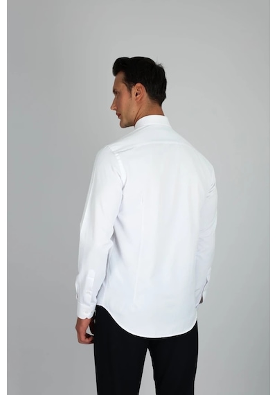 Lorenzo Mazzoli Soft Saten C 900 Beyaz Erkek Gömlek Beyaz