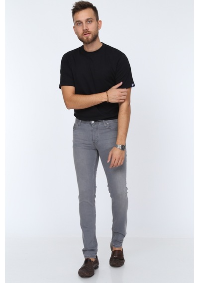 Digital Jeans Erkek Slim Fit Dar Kesim Dar Paça Kot Pantol Açık Gri