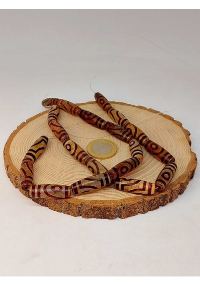 2 Göz Tibet Akik Taşı Silindir Kesim 10x30mm/adet 45798-1 Mor