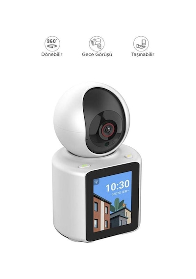 Bebek Kamerası Monitörlü 360 Derece Dönebilen Full Hd Smart Ip Güvenlik Kamerası Cmr11 Beyaz