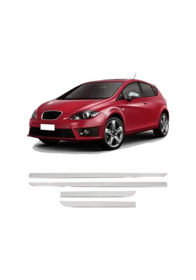 Seat Leon Mk2 Uyumlu 2009-2012 Krom Yan Kapı Çıtası 4 Parça Paslanmaz Çelik