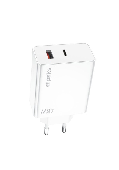 Erpaks Erd 48w Usb-a/type-c Hizli Sarj Adaptoru Beyaz