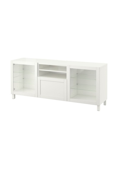 Tv Sehpası, Beyaz-şeffaf Cam, 180x42x74 Cm, Hanvıken/sındvık, Çıt Çıt Raylı Beyaz Tv Sehpası, Beyaz-şeffaf Cam, 180x42x74 Cm, Hanvıken/sındvık, Çıt Çıt Raylı Beyaz