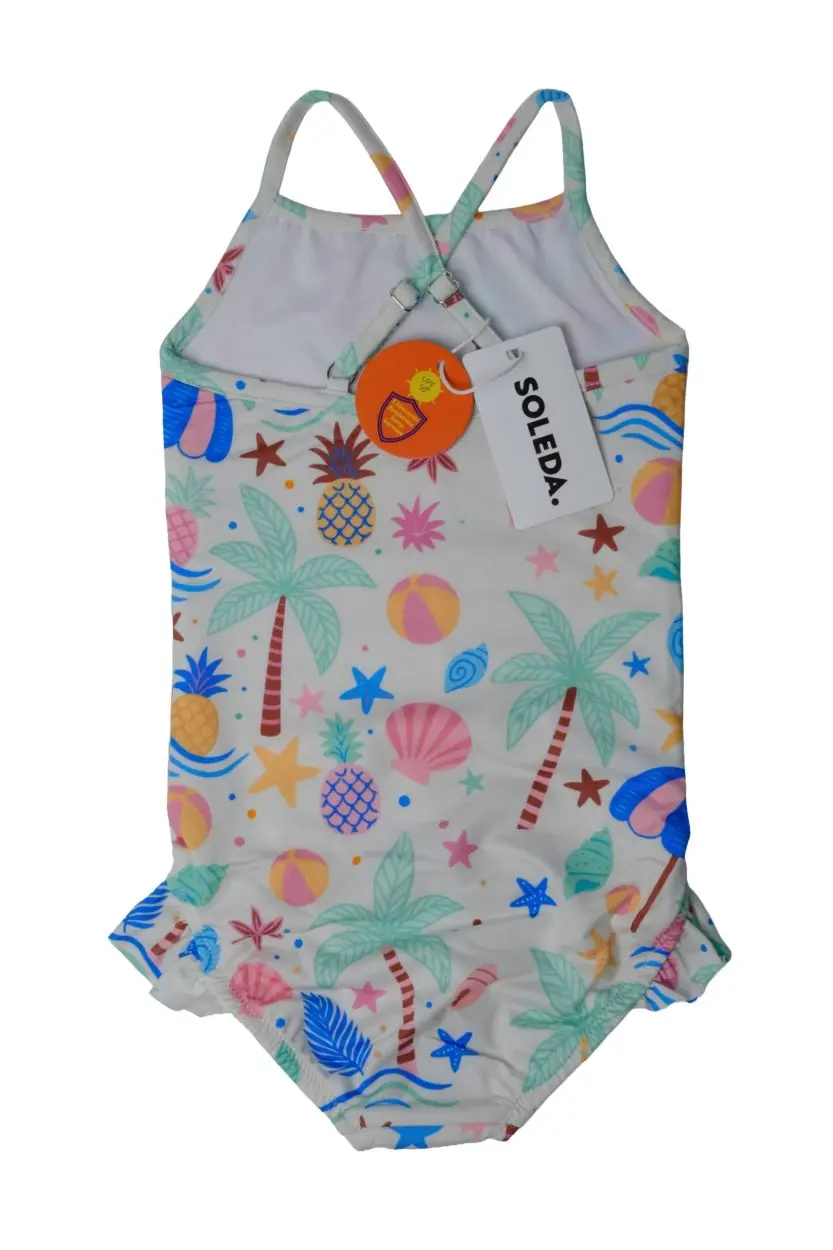 Soleda Uv Korumalı Hızlı Kuruyan Kız Bebek Çocuk Mayosu Beach Fun Çok Renkli