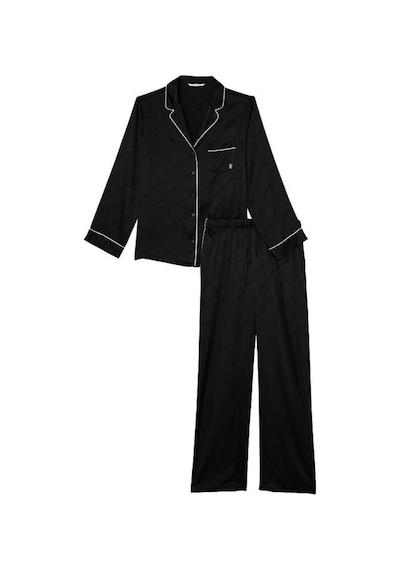 Victoria's Secret Saten Uzun Pijama Takımı Siyah