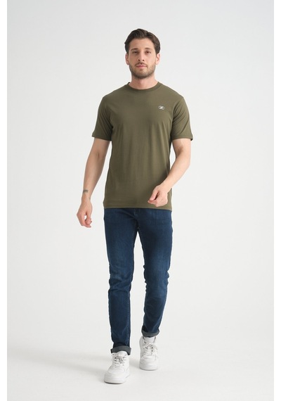 Shooter Sportwear Shooter Erkek T-shirt Nefes Alabilen Esnek Pamuklu Kumaş Regular Kalıp Minimal Logolu Haki