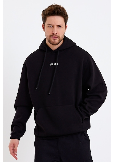 JAHR MARC Nakışlı Oversize Siyah Erkek Sweatshirt Siyah