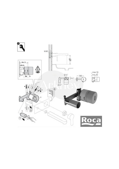 Roca Naia Ankastre Lavabo Batarya Seti - Krom / İç Set Sıva Altı Grubu Dahil Arkhev0014 Parlak Krom