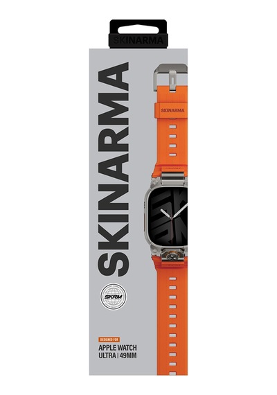 Watch Ultra 49mm Uyumlu Skinarma Talon Serisi Suya Dayanıklı Silikon Kordon Turuncu
