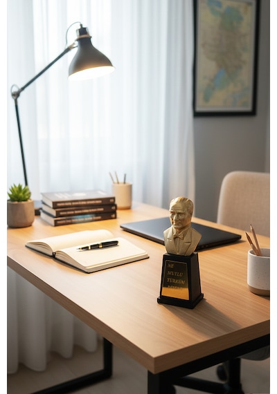 Atatürk Büstü Mini 13cm Polyester Hediye Dekoratif Büst Heykel 001