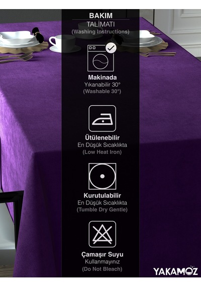 Tatlı Mor Kadife Dokulu Masa Örtüsü Dertsiz Velvet Touch Serisi Tatlı Mor