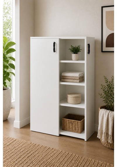 Renazzo %100 Mdf Çok Amaçlı Dolap Mutfak Banyo Balkon Antre Beyaz