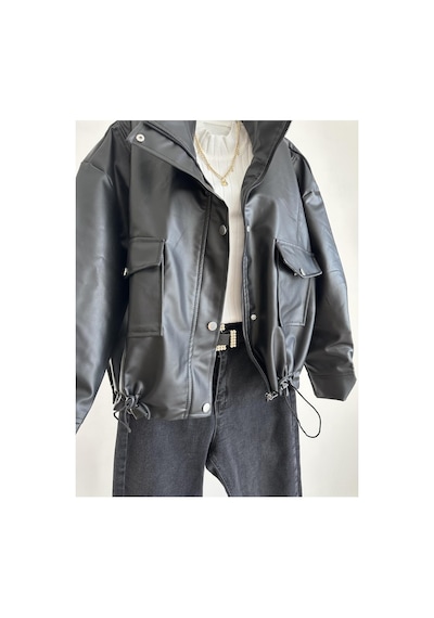 Mypagebutik Spx Siyah Deri Ceket Siyah Siyah