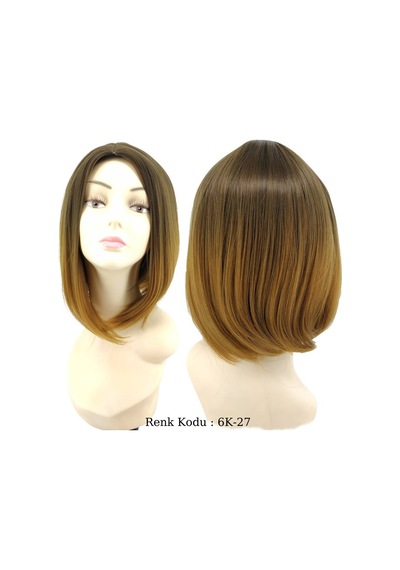 Küt Model Fiber Sentetik Peruk Koyu Kumral Karamel Ombre No-6K-27