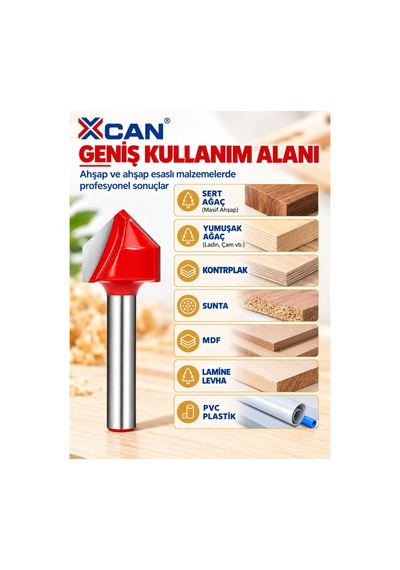 V Kanal Freze Ucu 90 Ø16 Mm 6 Mm Şaft Cnc Ve Ahşap İşleme