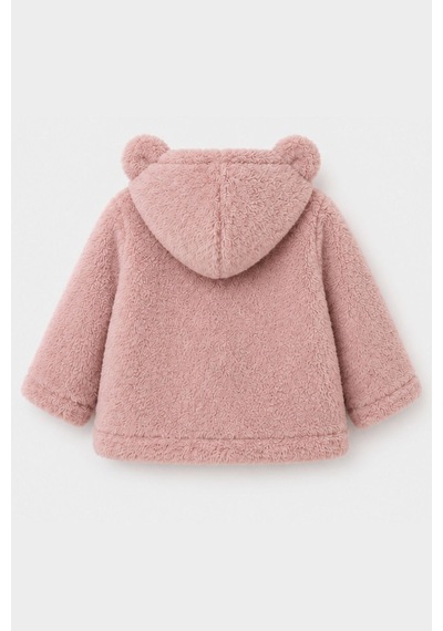 Cantoy Bebek Peluş Ayıcık Kulaklı Kapüşonlu Mont Premium Kalite Pembe