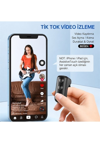 Powermaster Pm-24897 Kablosuz Bluetooth Yüzük Kumanda Tiktok - Reels Kaydırma Uzaktan Deklanşör