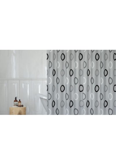 Tropik Banyo Duş Perdesi 5033 Gri Renk Çift Kanat 2X110X200Cm Çok Renkli