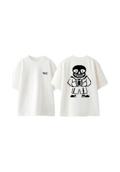 Thewert Undertale Oyun 5 Tasarım Sırt Baskılı Pamuk Beyaz Oversize T-shirt
