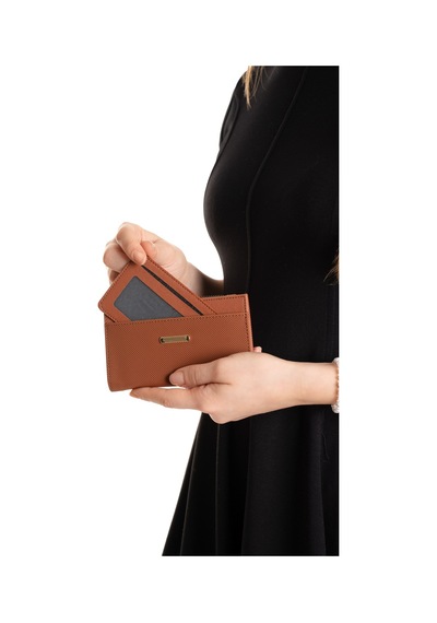 Adelina Bags Kadın Kartlık Detaylı İki Parça İçe Geçmeli Kartlıklı Taba Cüzdan