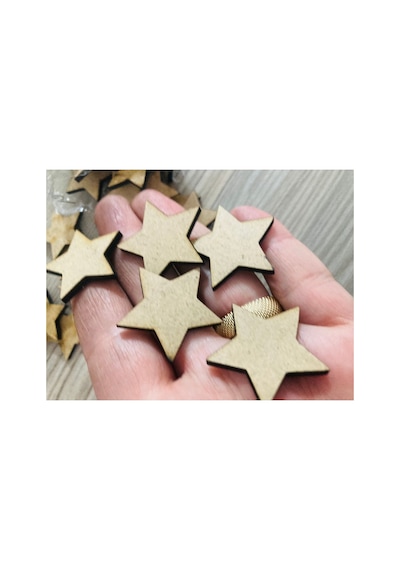 25 Adet Ahşap 3 Cm Boyanabilir Yıldız Hediyelik Süsleme Ürünü Ahşap Yıldız