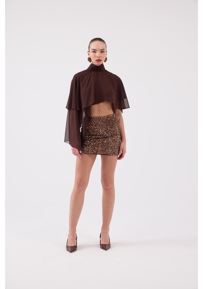 Holly Lolly Pelerin Model Bena Bluz Kahve