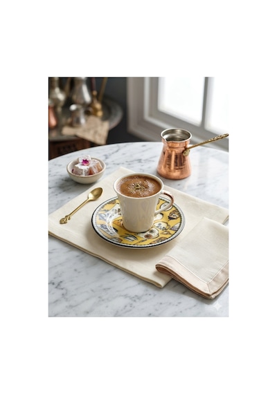 Kahve Fincanı Takımı Vintage - 6 Kişilik Sarı