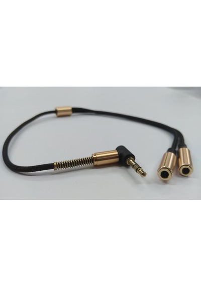 3.5 Mm Stereo Kulaklık Çoklayıcı Metal Uç Kablo - 90 Derece - Sar