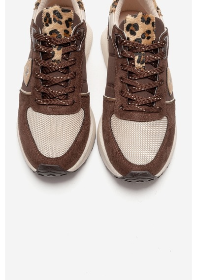 Bıella Kahverengi Süet Desenli Kadın Sneaker