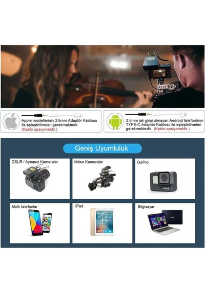 Lensgo Lwm 328C Kablosuz Tekli Yaka Mikrofonu Seti