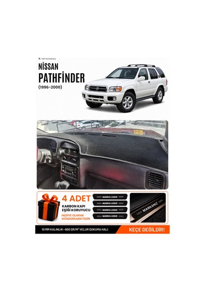 Nissan Pathfinder 1996-2000 Uyumlu Torpido Örtüsü, Torpido Kılıfı - Siyah Gri