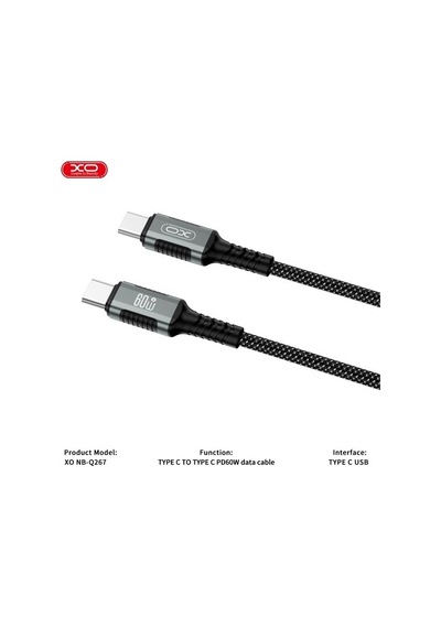 Nb-q267 60w Hızlı Fast Destekli 1 Metre Type-c To Type-c Data Şarj Kablosu - Örgü Halat Tasarım
