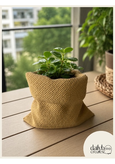 Dekoratif Çuval Saksı-çiçek,bitki,sukulent Saksısı-modern Tarz Saksı 01