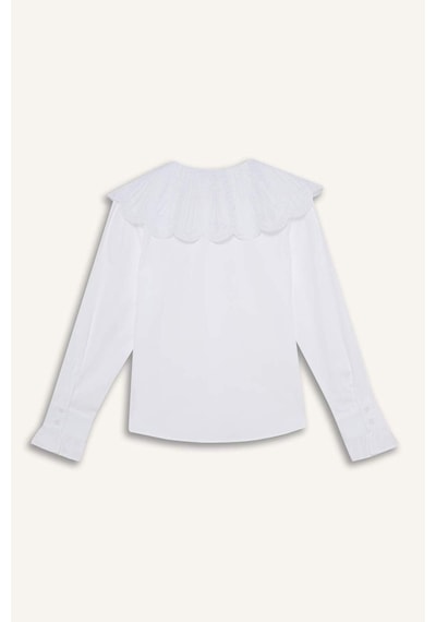 DeFacto Regular Fit Geniş Yakalı Poplin Uzun Kollu Tesettür Gömlek Tunik F2731AX25SMWT34