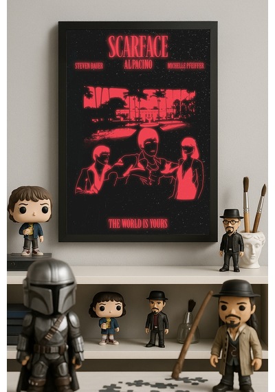Scarface Siyah Ahşap Çerçeveli Poster, Film Duvar Tablosu
